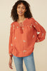 Embroidered Tassel Top