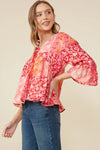 Pink Flutter Sleeve Top