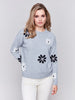 Charlie B Crew Neck Sweater with Printed Flowers