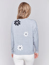 Charlie B Crew Neck Sweater with Printed Flowers